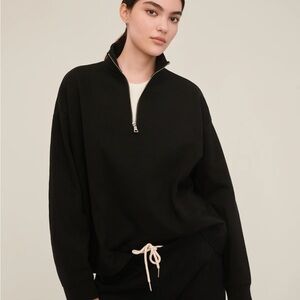 Marissa Webb Black Zip-Up Sweater TEAGAN QUARTER ZIP SWEATSHIRT IN HEATHER GREY